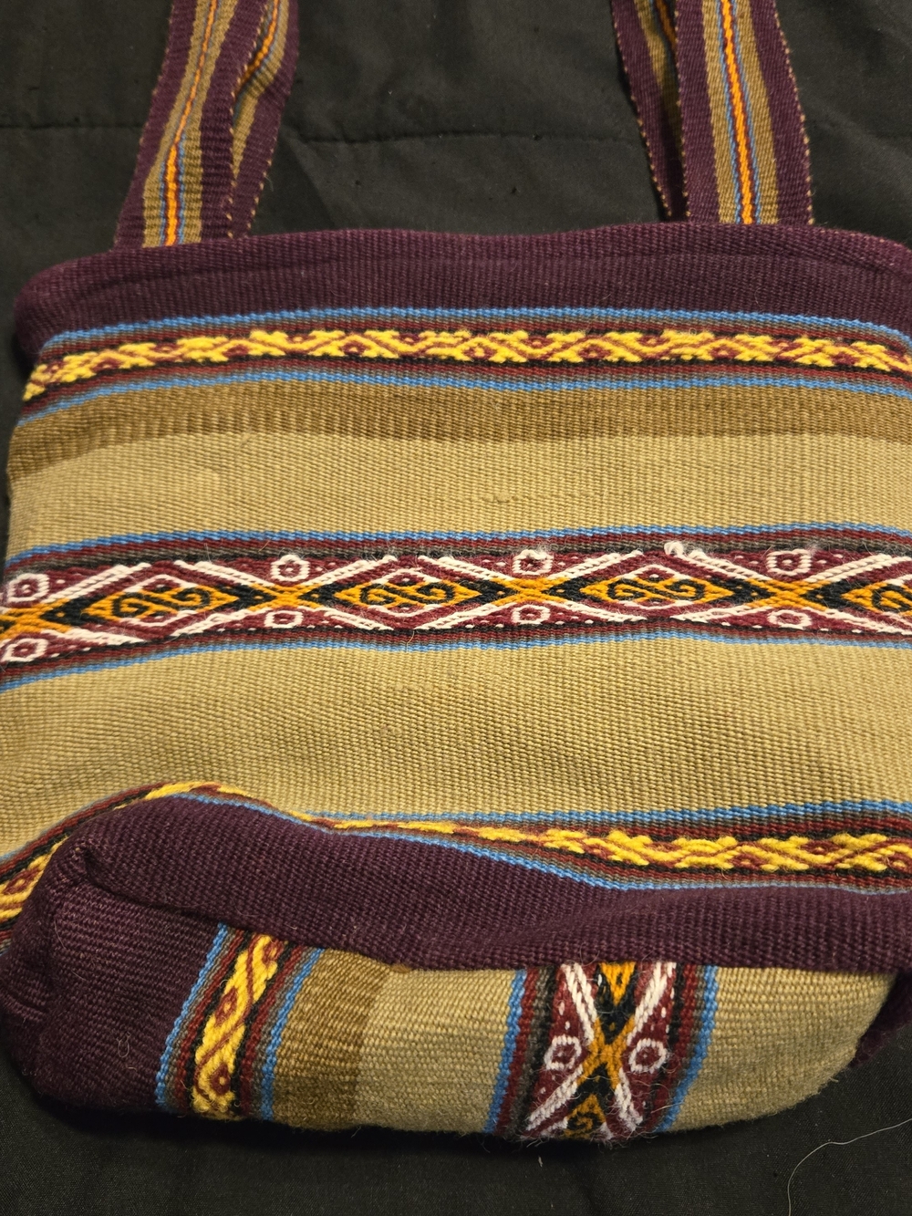 Handwoven Multicolored Patterned Hand Bag - Picture 6 of 10